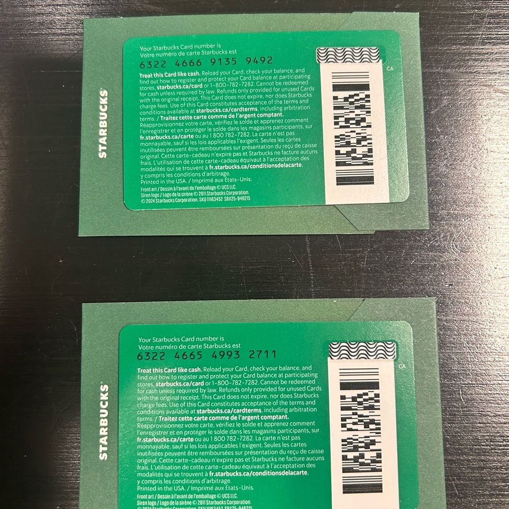 STARBUCKS WICKED Gift Cards (x2) — Wizard of Oz - Emerald City